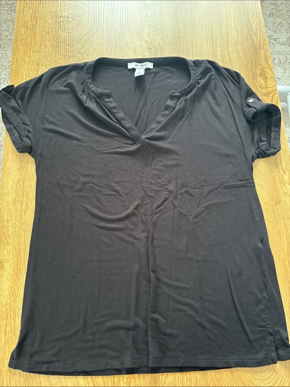 White House Black Market Black V-Neck Short Sleeve Tee